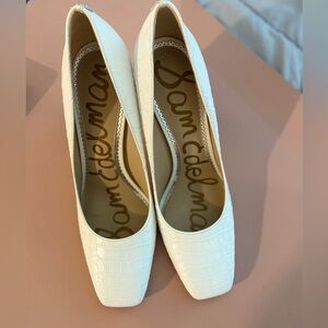 Sam Edelman White Crocodile Leather Heels